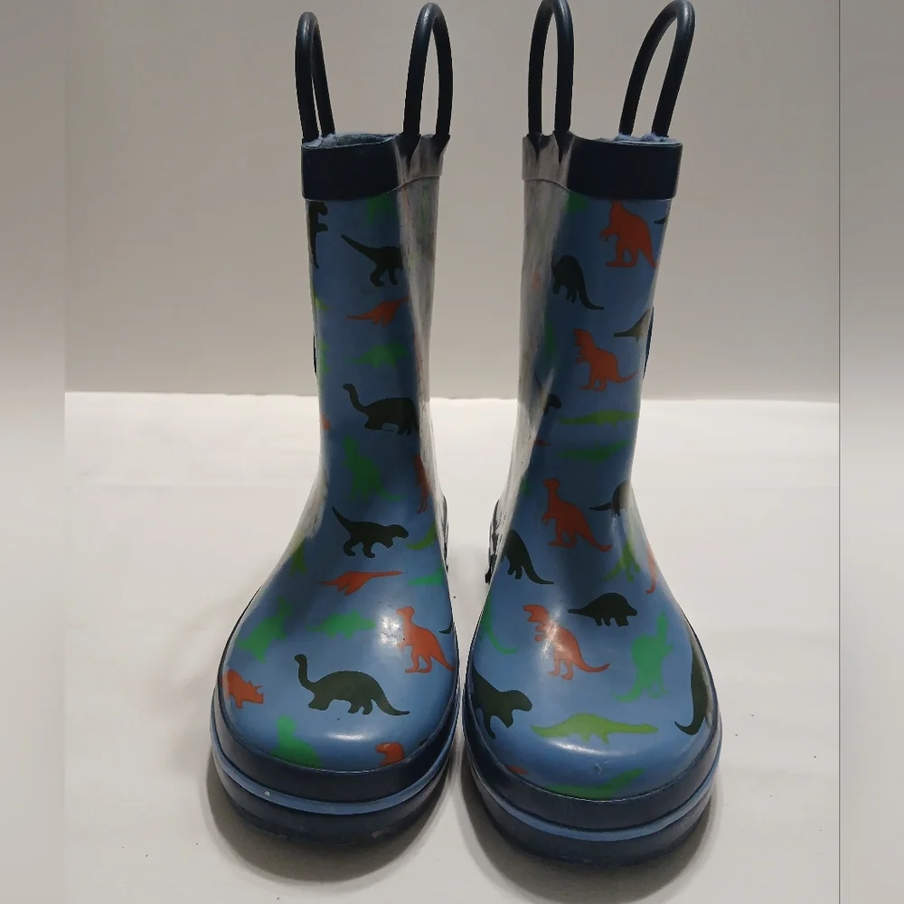 Kids Dinosaur‎ Rain Boots - Blue and Green